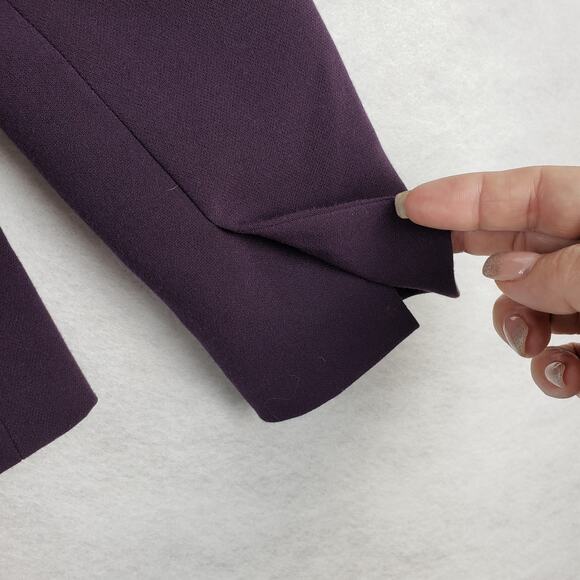 Trouve Women's XS Dark Purple Blazer Black Faux Leather Shoulder Office Gothic‎ - Picture 9 of 12